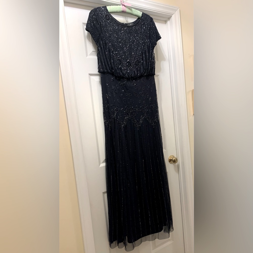 Adrianna Papell Navy beaded gown